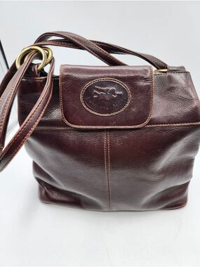 American Angel Dark Brown Leather Shoulder Bag with Gold Hardware
